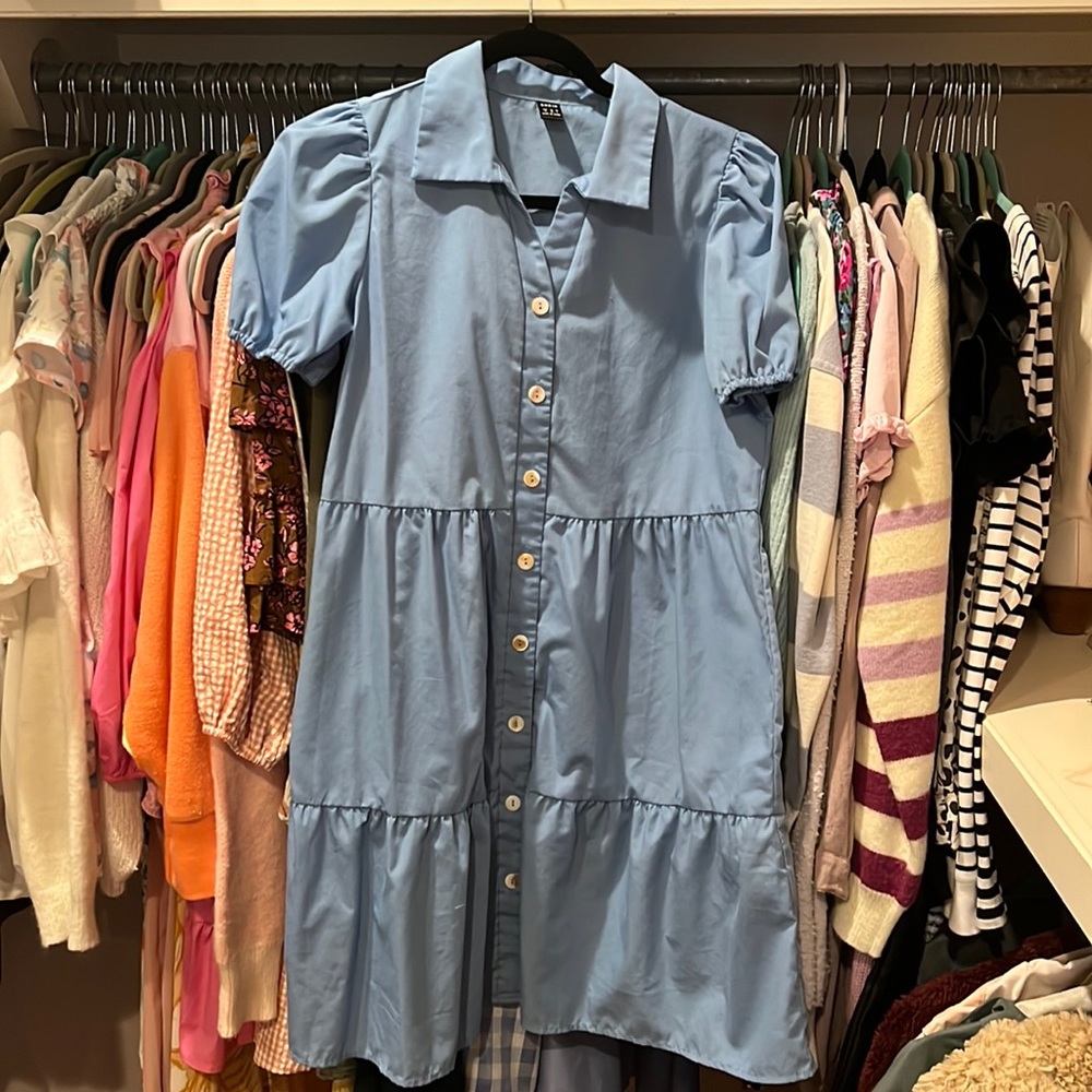 Blue button down dress